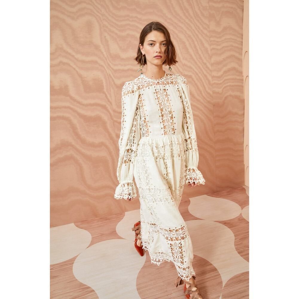 Ulla Johnson Cream Lace Midi Dress
